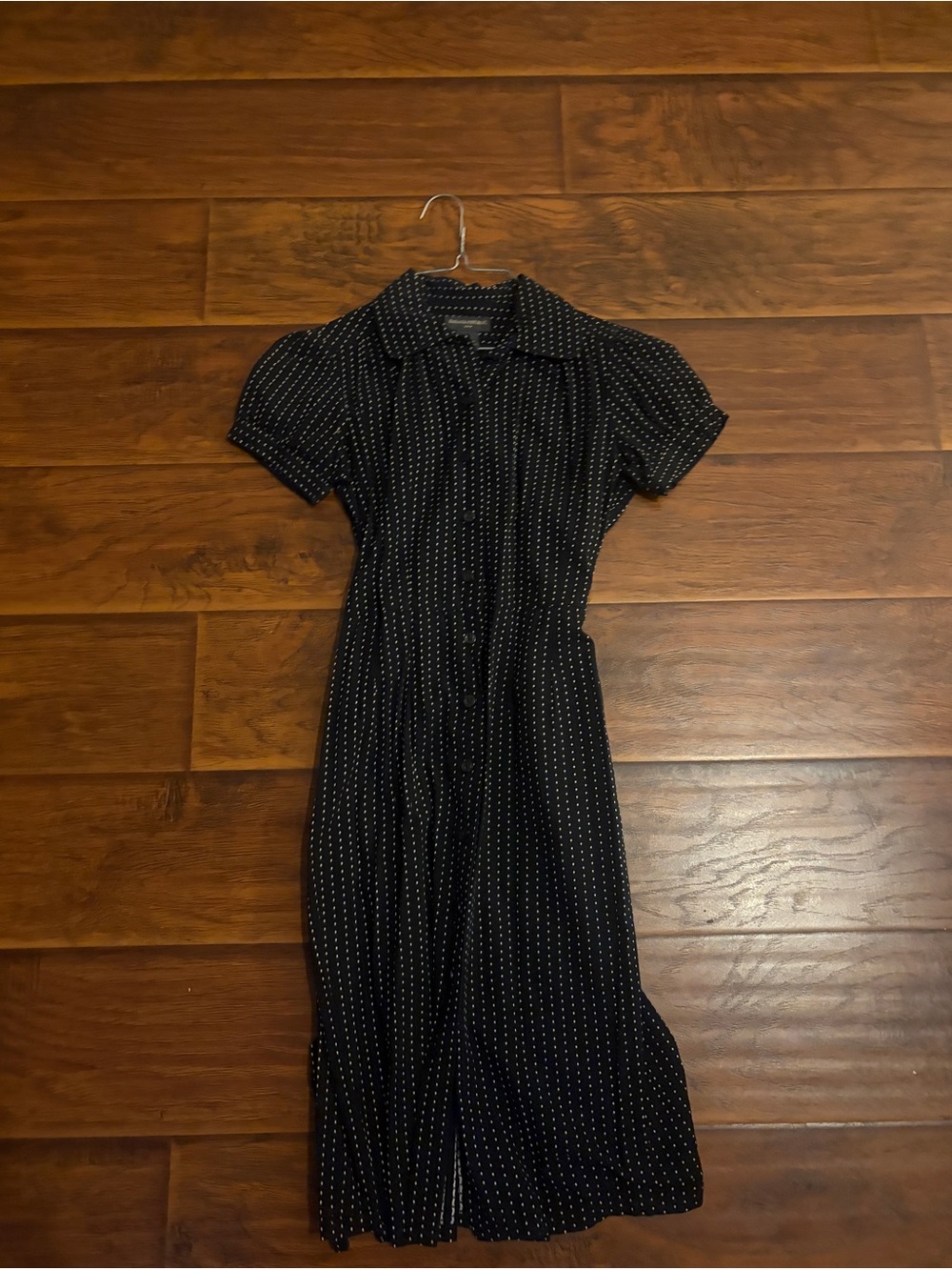Banana Republic Black Dress with White Dot Stripe Midi